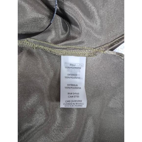 NWT Calvin Klein Polyester Satin Shell Top Funnel Neck Olive Green Sz XL - Picture 5 of 6
